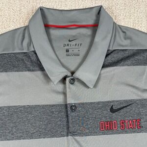 Nike Dri-Fit Men XL Ohio State Buckeyes Gray Striped Performance Golf Polo Shirt